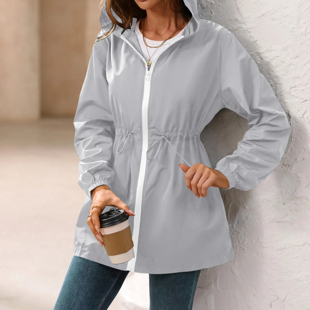 Women’s Waterproof Hiking Jacket – Hooded Outdoor Rain Poncho, Lightweight Windproof Raincoat for Travel & Camping