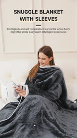 Wearable Heated Blanket with Sleeves – 8-Heat Levels, Flannel, 127x177CM