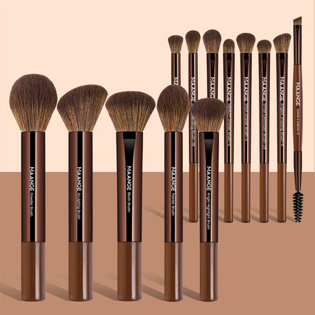MAANGE 13PCS Cosmetic Brush Kit – Face, Blush, Eyeshadow & Kabuki Blending Makeup Tools