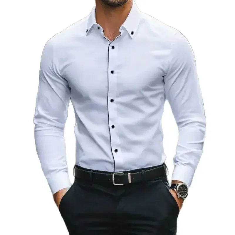 Men’s Elegant Striped Long Sleeve Shirt
