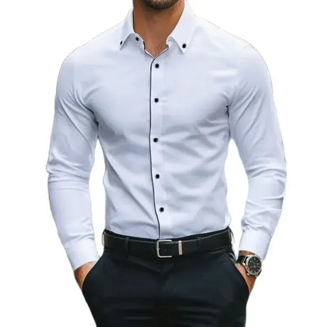 Men’s Elegant Striped Long Sleeve Shirt