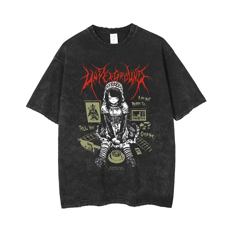 Anime Gothic Printed Oversized T-Shirt for Men