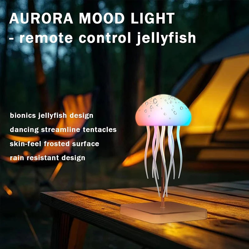 Wireless Jellyfish Rechargeable LED Desk Lamp – Multi-Color Mood Light for Bedroom & Office
