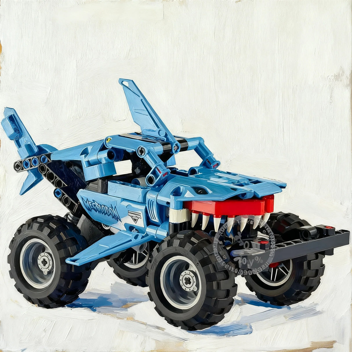 Megalodon & Bigfoot Pull-Back Monster Car Building Blocks – Flame Dragon Kids Construction Toy | Christmas Gift for Children