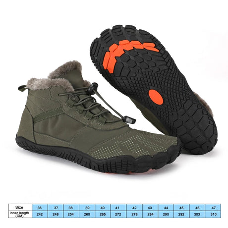 Winter Snow Boots for Men & Women – Warm Fur Lined Barefoot Ankle Boots | Casual Outdoor Work Shoes for Cold Weather