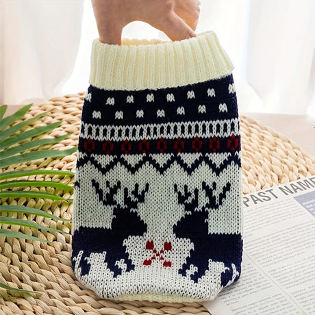 Christmas Pet Sweater for Dogs & Cats – Knitted Wool Holiday Sweater for Bichon, Corgi & Small Pets
