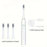 Rechargeable Smart Electric Toothbrush with 6 Modes & Replacement Heads