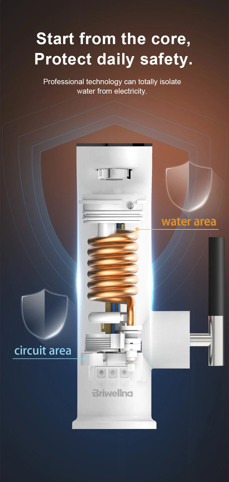 Briwellna Electric Water Heater Faucet 220V – Instant Tankless Kitchen Heating Tap