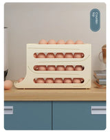 4-Layer Automatic Rolling Egg Storage Box – Refrigerator Egg Dispenser & Kitchen Organizer