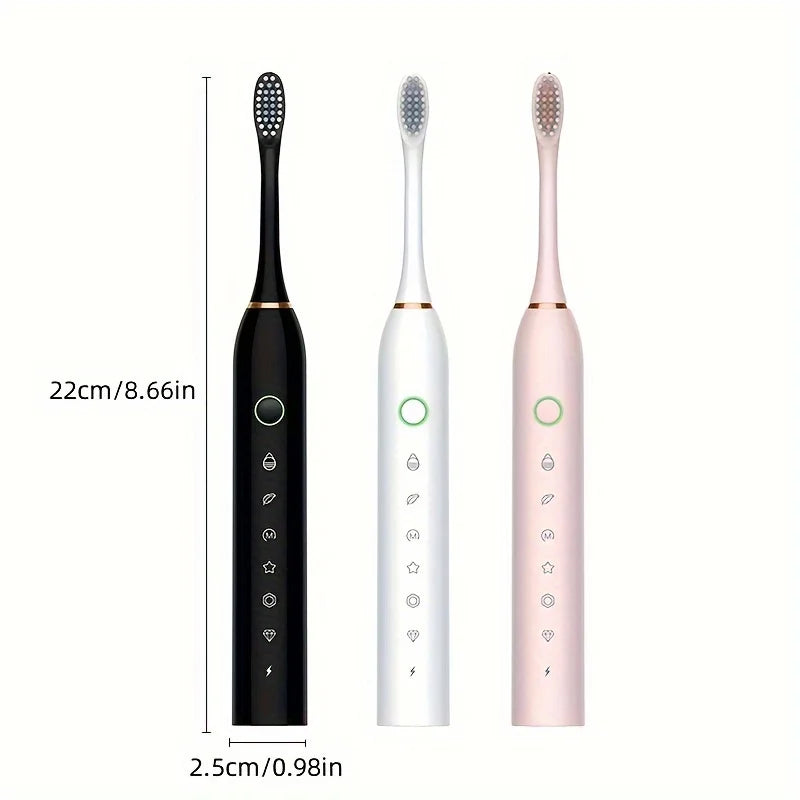 Rechargeable Smart Electric Toothbrush with 6 Modes & Replacement Heads