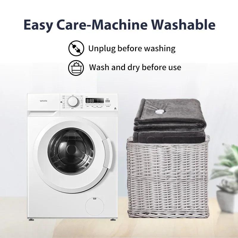 Wearable Heated Blanket with Sleeves – 8-Heat Levels, Flannel, 127x177CM