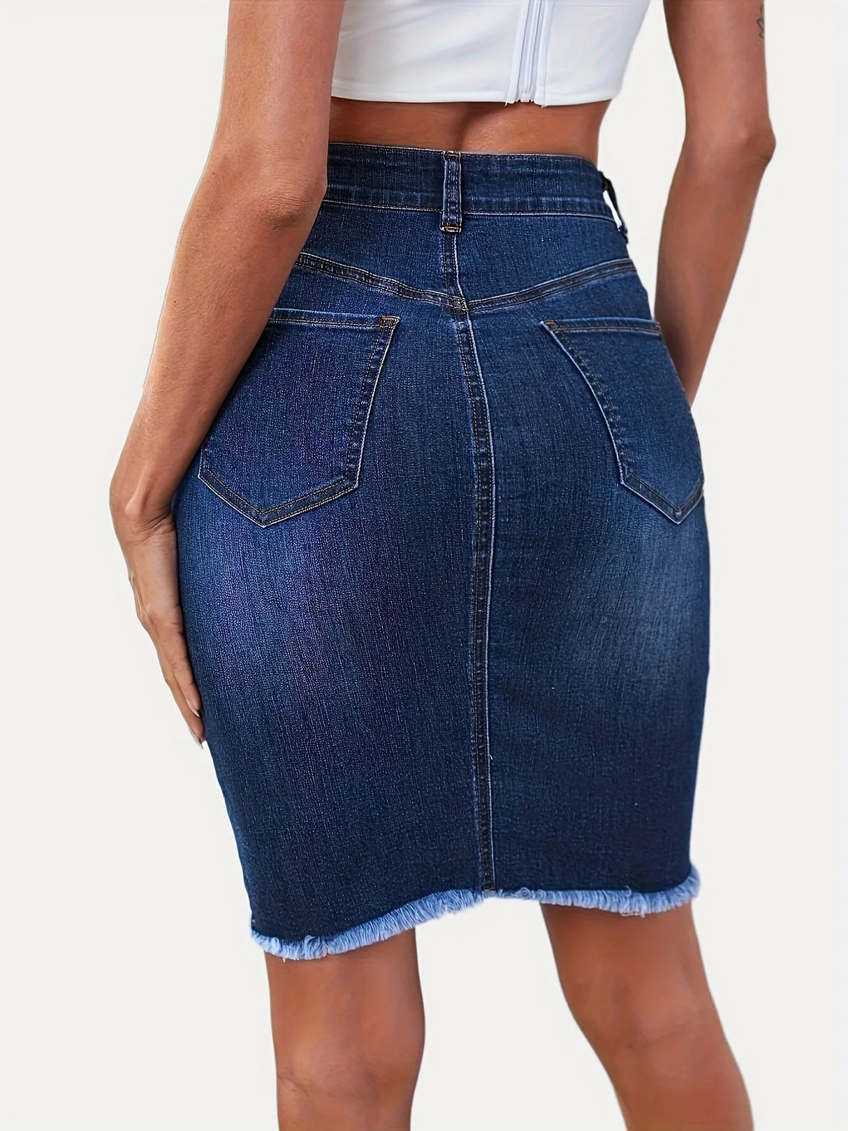 Women’s High Waist Casual Stretch Denim Jean Skirt