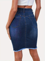 Women’s High Waist Casual Stretch Denim Jean Skirt