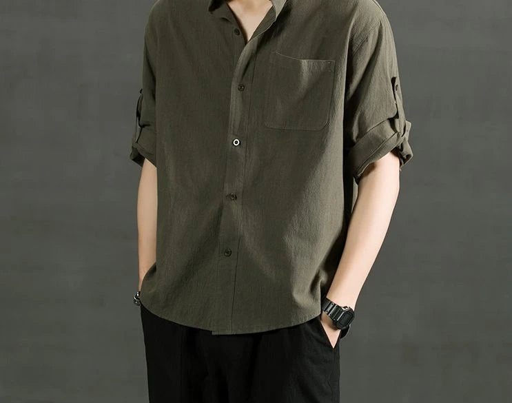 White Linen Cotton Half Sleeve Men’s Shirt