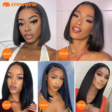 Bob Wig Human Hair – 100% Human Hair Straight Bob Wig, 13x4 HD Transparent Lace Front, Natural Pre-Plucked Lace Frontal Wig