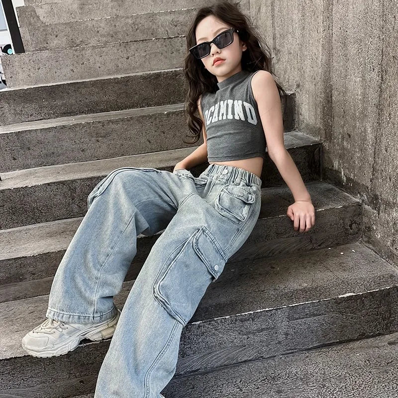 Girls' Hip-Hop Baggy Jeans