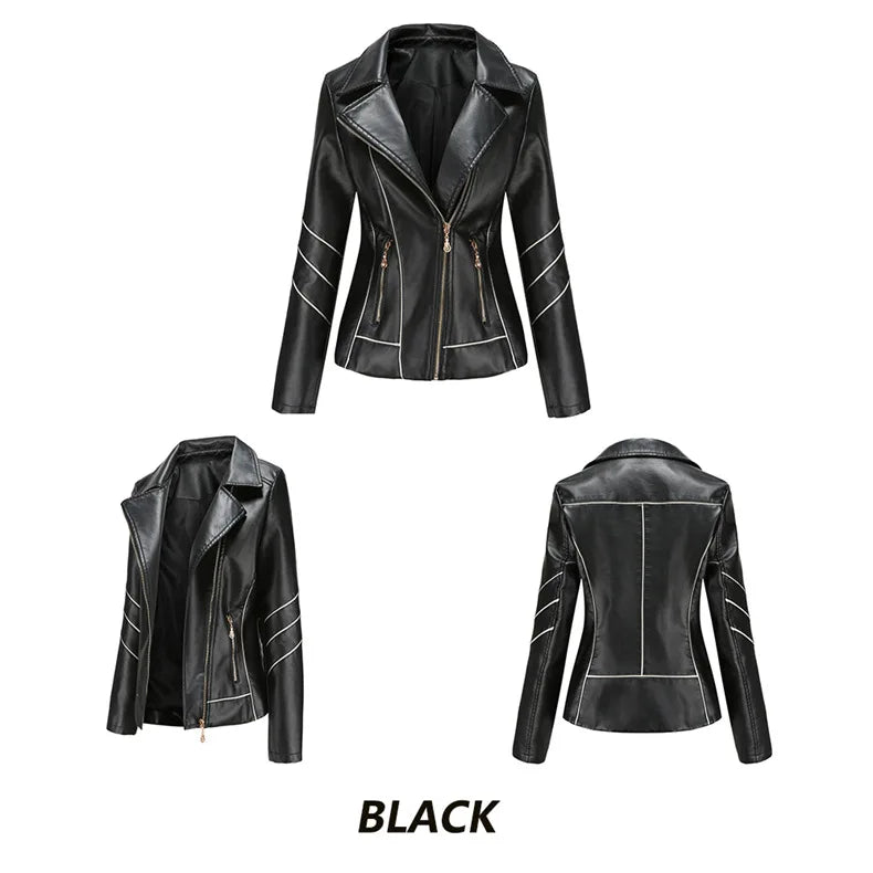 Women's PU Faux Leather Biker Jacket