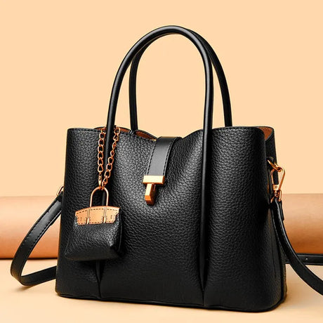 Stylish Women’s Leather Handbag with Zippered Compartment