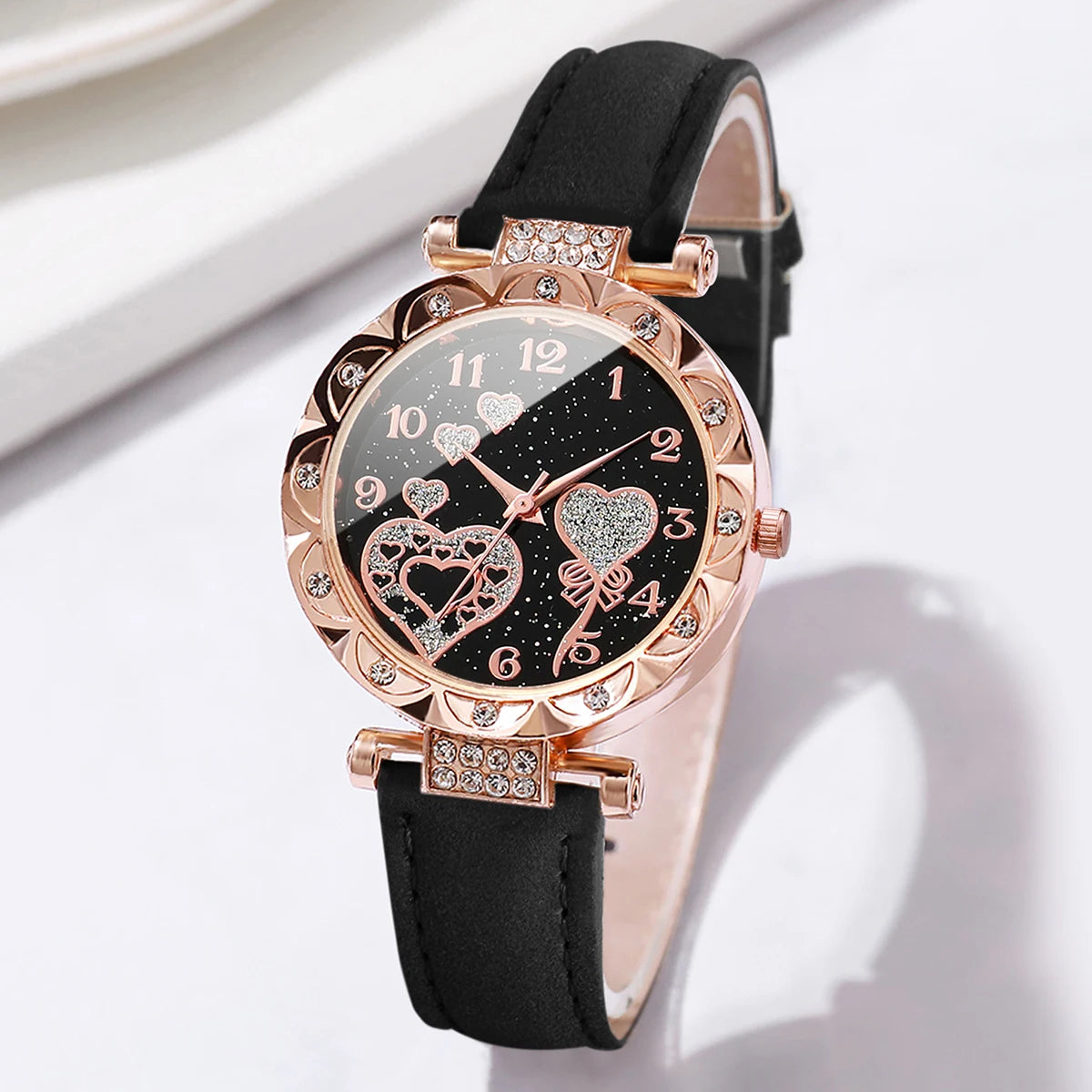 4PCS Women’s Watch & Bracelet Set – Elegant Quartz Wristwatch Gift for Women (Without Box)