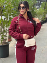 Velvet Two Piece Outfit for Women – Printed Zip Jacket and Casual Pants