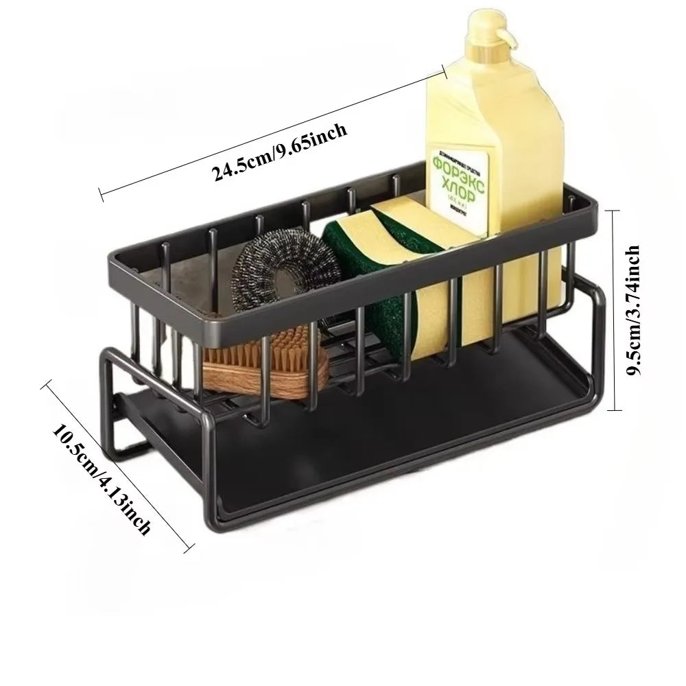 Stainless Steel Sink Organizer Drain Rack with Multi-Layer Soap & Sponge Holder