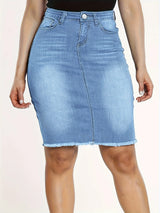 Women’s High Waist Casual Stretch Denim Jean Skirt