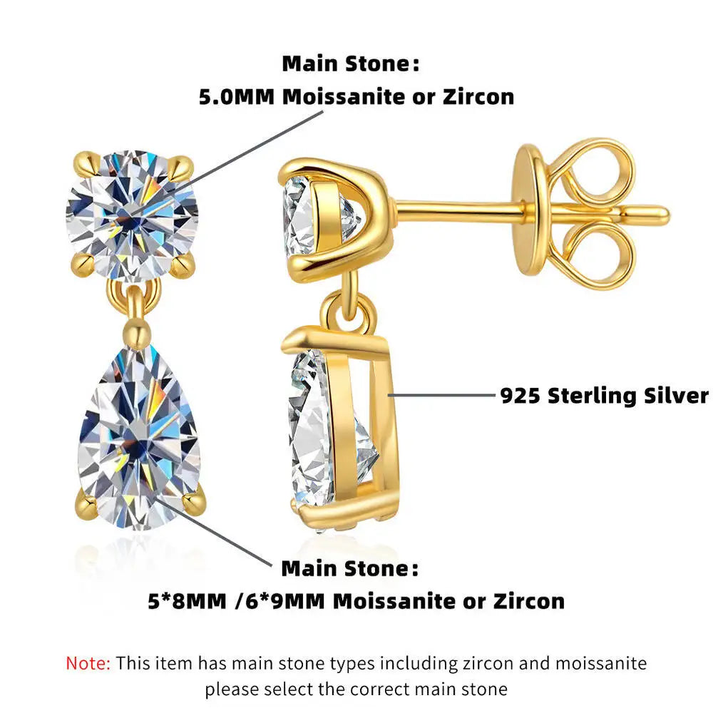 3CT D-Color VVS1 Moissanite Drop Earrings – 925 Sterling Silver Minimalist Jewelry