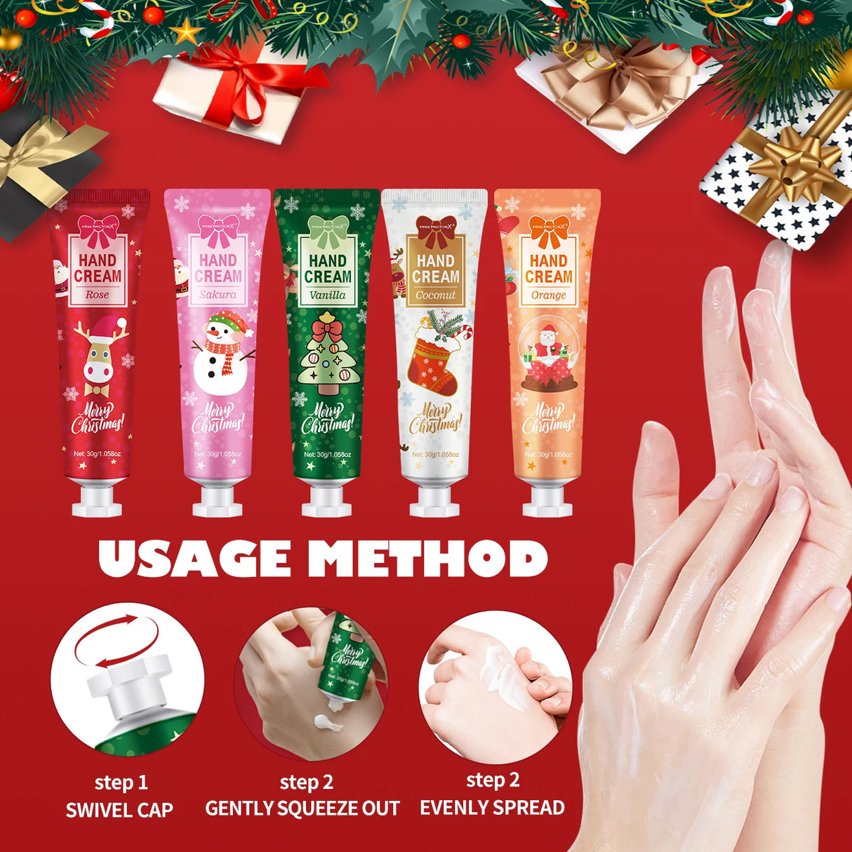 Christmas Gift 5-in-1 Travel Hand Cream Set