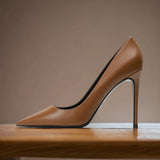 Women's Brown Leather - Corporate Pointed High Heels