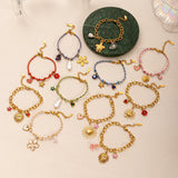 Gold-Plated, Handmade, Colorful, Braided Bracelet with Multiple Pendants