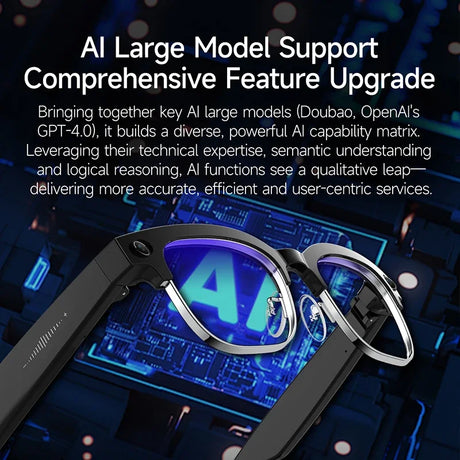 AI Smart Glasses with Translation, 4K Camera, Object Recognition & Bluetooth