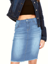 Women’s High Waist Casual Stretch Denim Jean Skirt