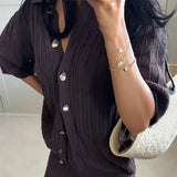 Brown V-Neck Knit Shirt and Pants