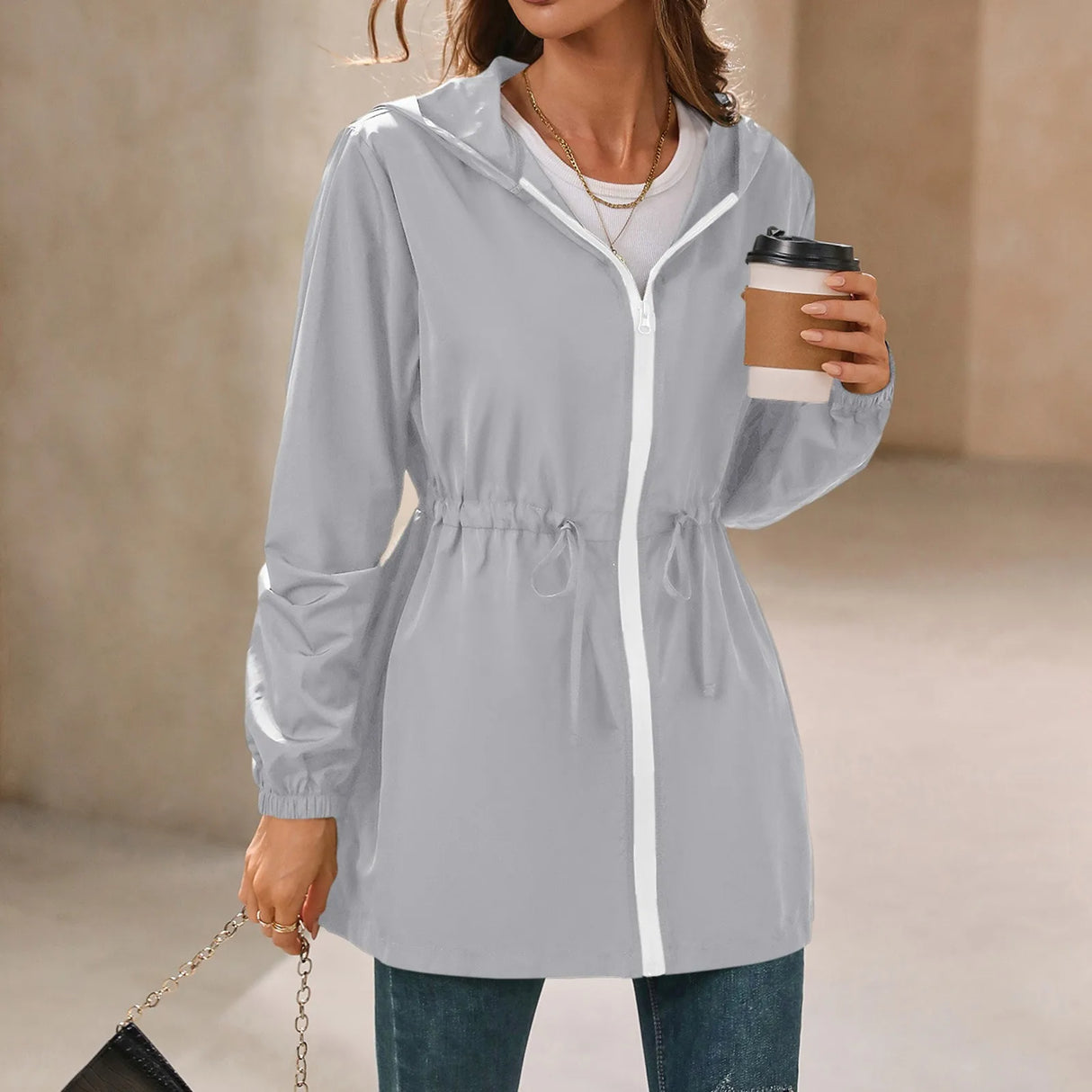 Women’s Waterproof Hiking Jacket – Hooded Outdoor Rain Poncho, Lightweight Windproof Raincoat for Travel & Camping