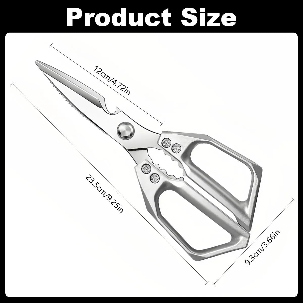 Stainless Steel Kitchen Shears – Multifunctional Food Scissors for Meat, Vegetables & Fish