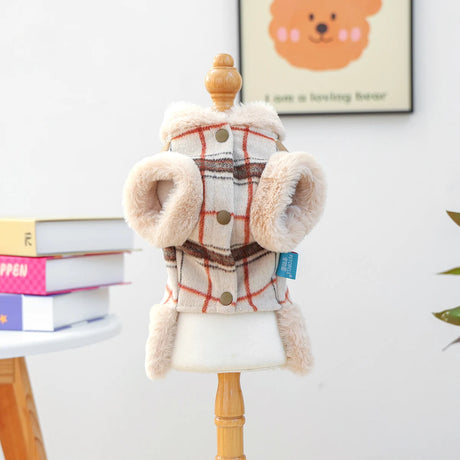 Pet Cat & Dog Winter Jacket – Thickened Warm Coat with Bow Decoration