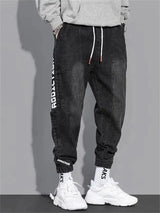 Men’s Baggy Harem Jeans Streetwear Loose Fit Tapered Moto Pants