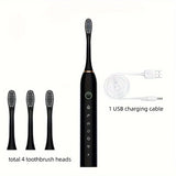 Rechargeable Smart Electric Toothbrush with 6 Modes & Replacement Heads