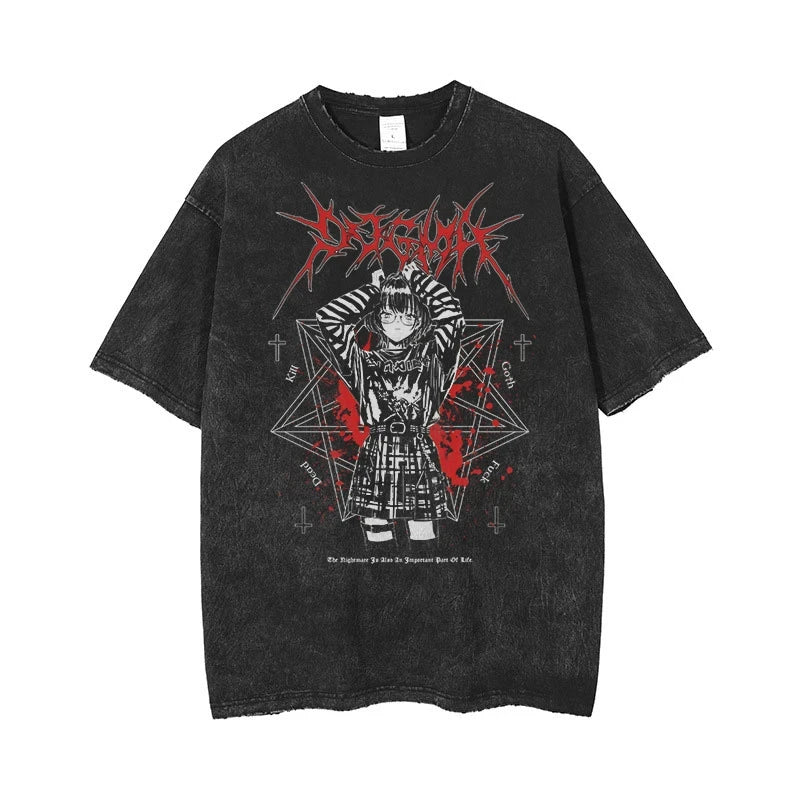 Anime Gothic Printed Oversized T-Shirt for Men