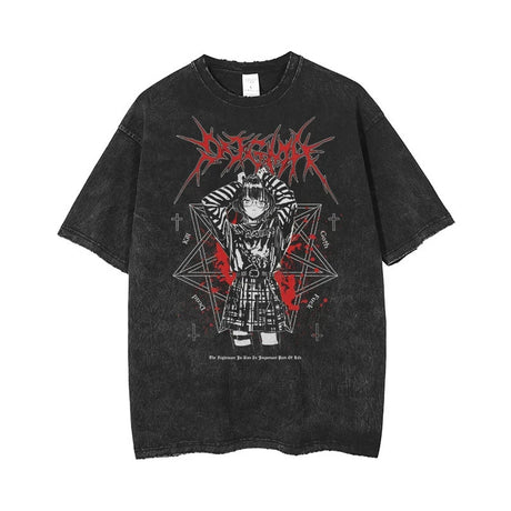 Anime Gothic Printed Oversized T-Shirt for Men
