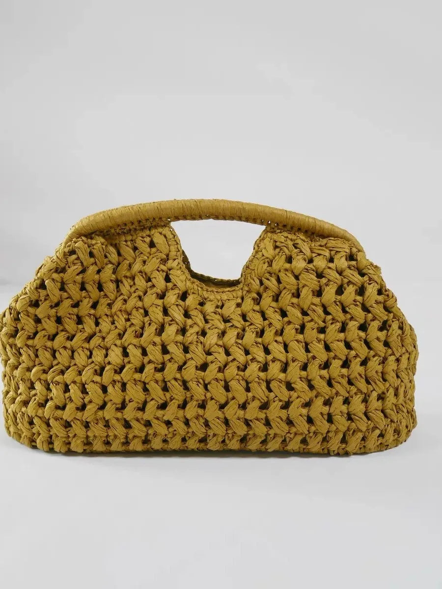 Women’s Raffia Straw Woven Chain Shoulder Crossbody Bag