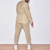 Men’s Casual Linen Outfit – Long Sleeve Shirt and Pants Set