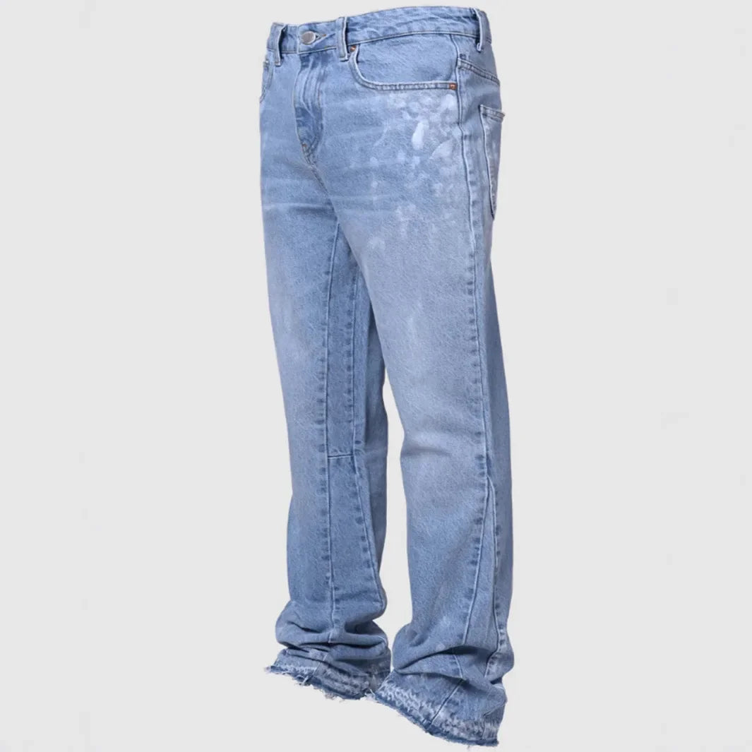 2025 Streetwear Men’s Washed Denim Jeans with Utility Pockets