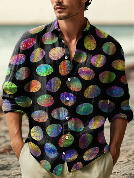 Men’s Fashion Artistic Printed Linen Shirt