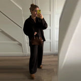 Brown V-Neck Knit Shirt and Pants