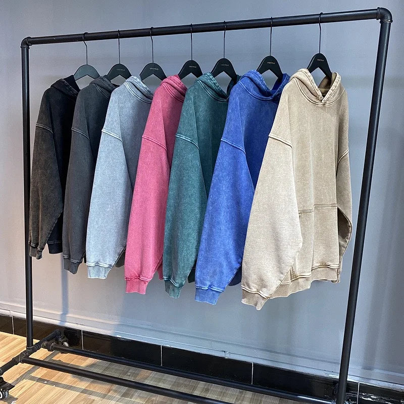 Vintage Washed Hoodie – Unisex Retro Streetwear Pullover