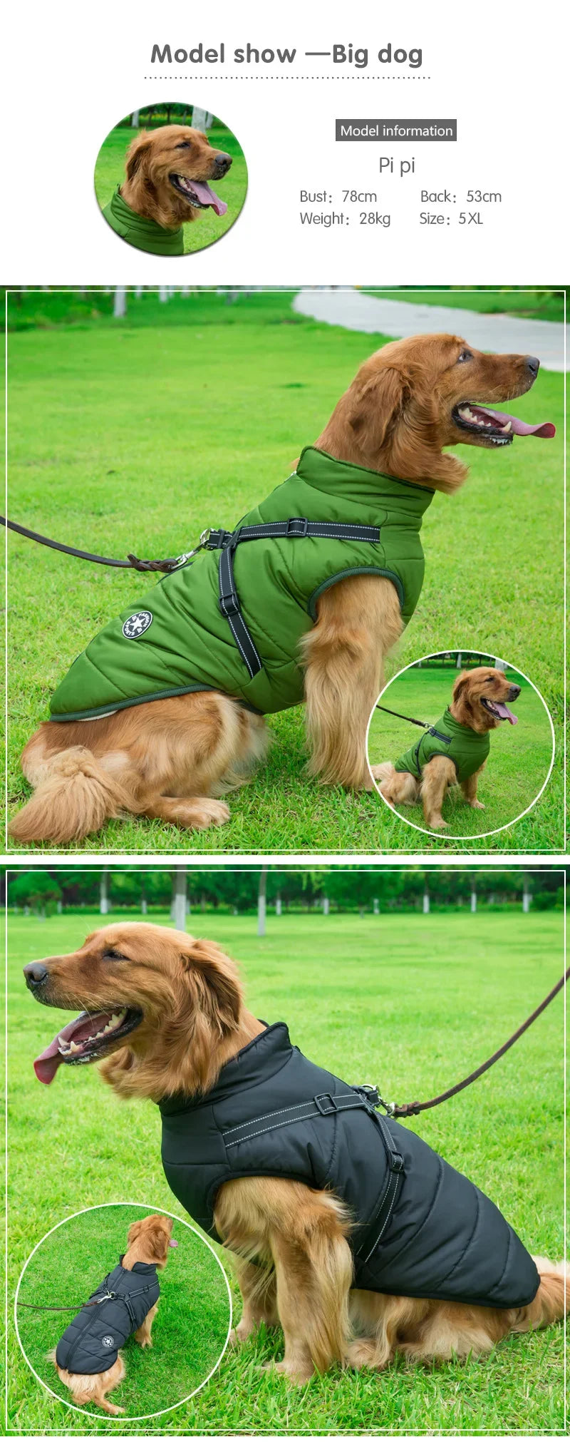 Large Pet Dog Jacket | Warm Winter Coat for Big Dogs