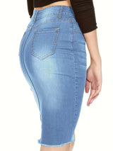 Women’s High Waist Casual Stretch Denim Jean Skirt