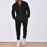 Men’s Casual Linen Outfit – Long Sleeve Shirt and Pants Set