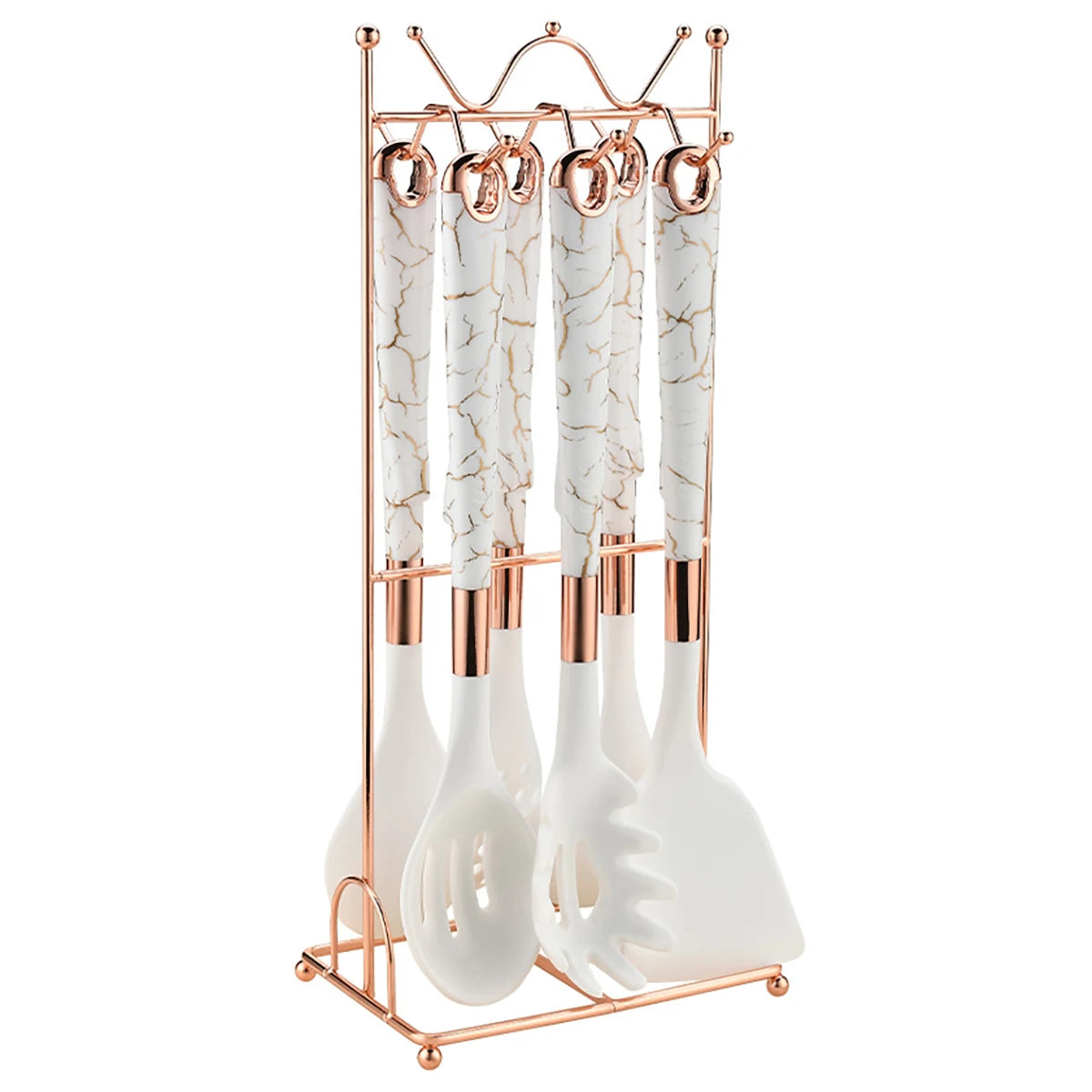 8PCS Silicone Kitchen Utensil Set – Heat-Resistant Cooking Tools with Storage Rack